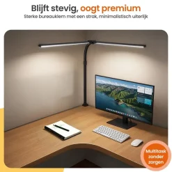 Goliving Bureaulamp met Klem - 78 CM - LED Dimbaar - Touch Bediening