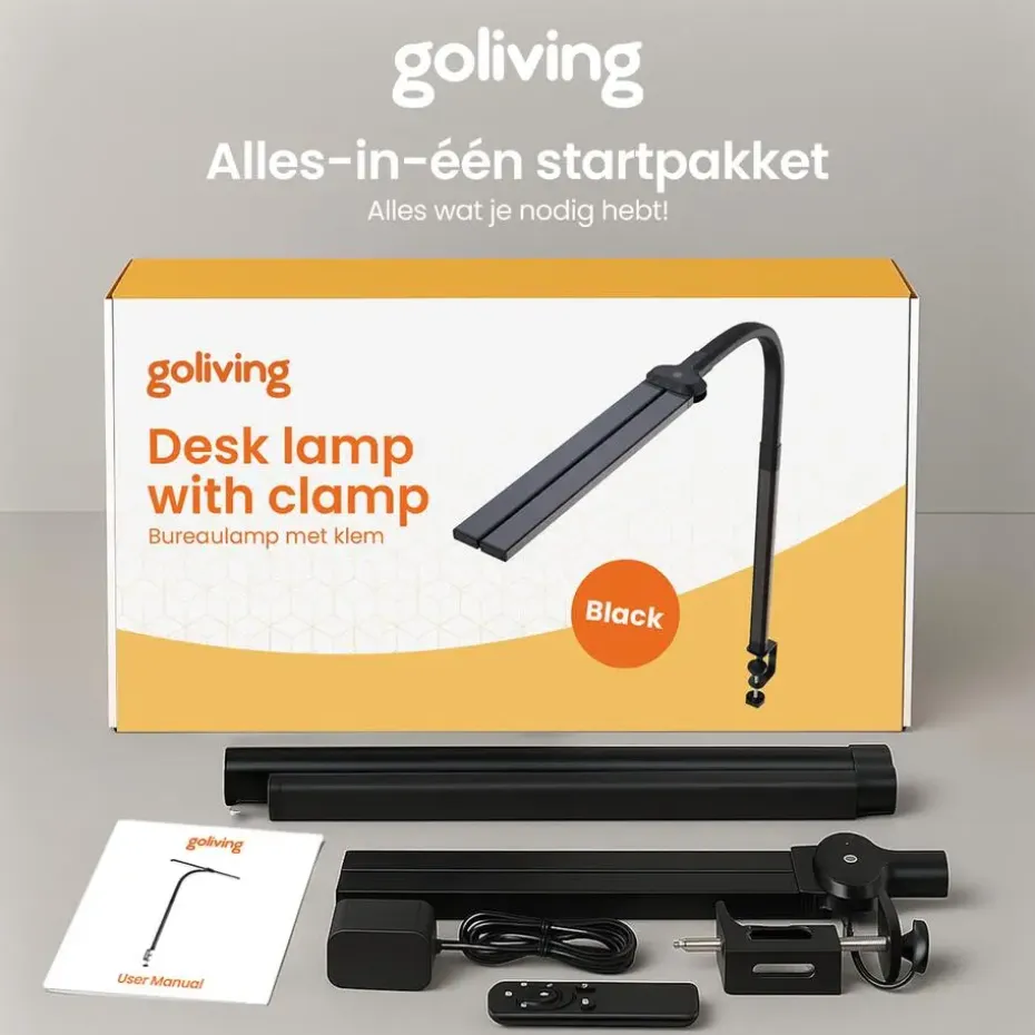 Goliving Bureaulamp met Klem - 78 CM - LED Dimbaar - Touch Bediening