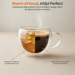 Goliving Dubbelwandige Koffieglazen - Kopjes - Glazen - Set Van 6