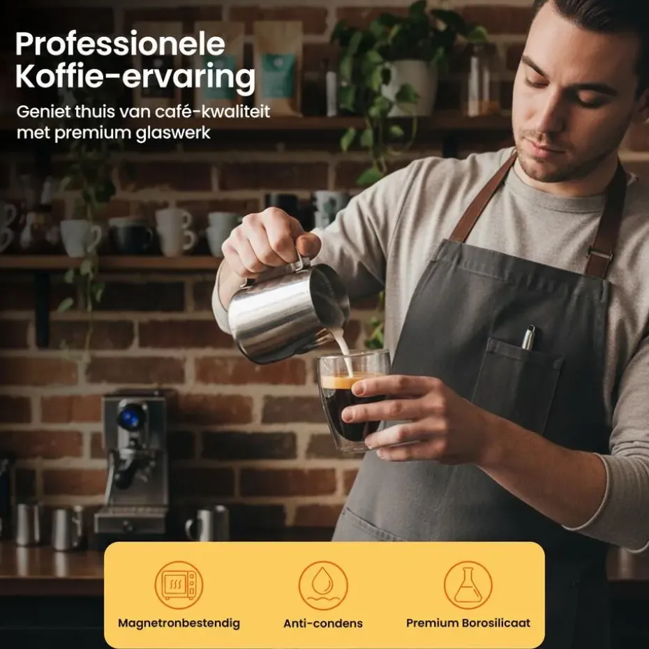 Goliving Dubbelwandige Koffieglazen - Kopjes - Glazen - Set Van 6