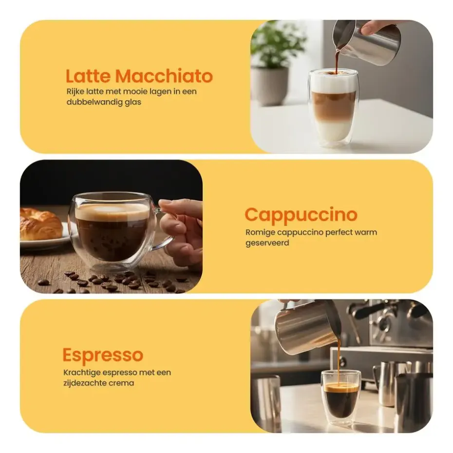 Goliving Dubbelwandige Koffieglazen - Kopjes - Glazen - Set Van 6