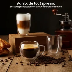 Goliving Dubbelwandige Koffieglazen - Kopjes - Glazen - Set Van 6