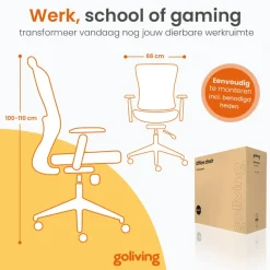 Goliving Ergonomisch bureaustoel - Verstelbaar - Op wieltjes - Zwart