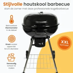 Goliving Houtskool Barbecue - Ø54 cm - Inclusief Accessoires - BBQ op Wielen