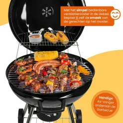 Goliving Houtskool Barbecue - Ø54 cm - Inclusief Accessoires - BBQ op Wielen