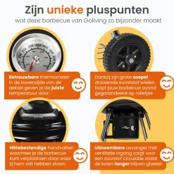 Goliving Houtskool Barbecue - Ø54 cm - Inclusief Accessoires - BBQ op Wielen