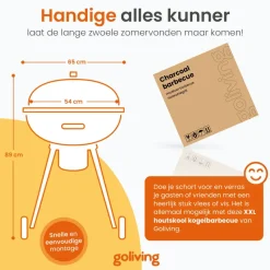 Goliving Houtskool Barbecue - Ø54 cm - Inclusief Accessoires - BBQ op Wielen
