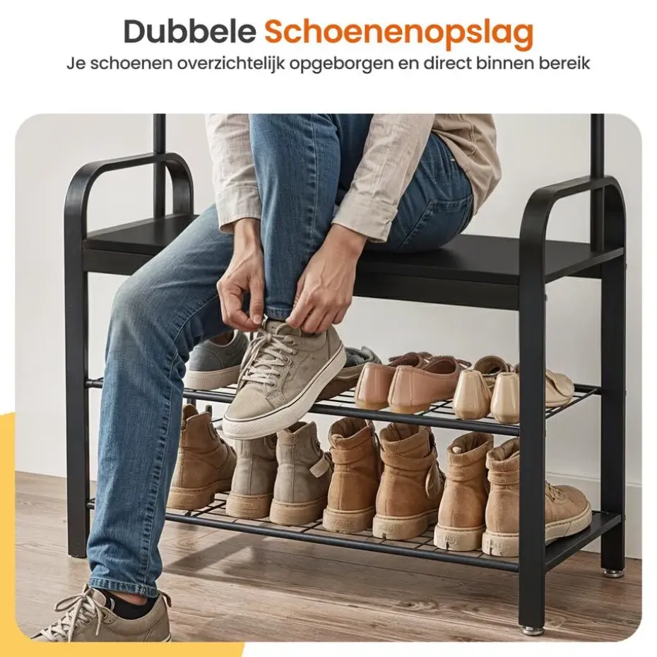 Goliving Kapstok - Garderoberek - Schoenenrek - Staand - Industrieel