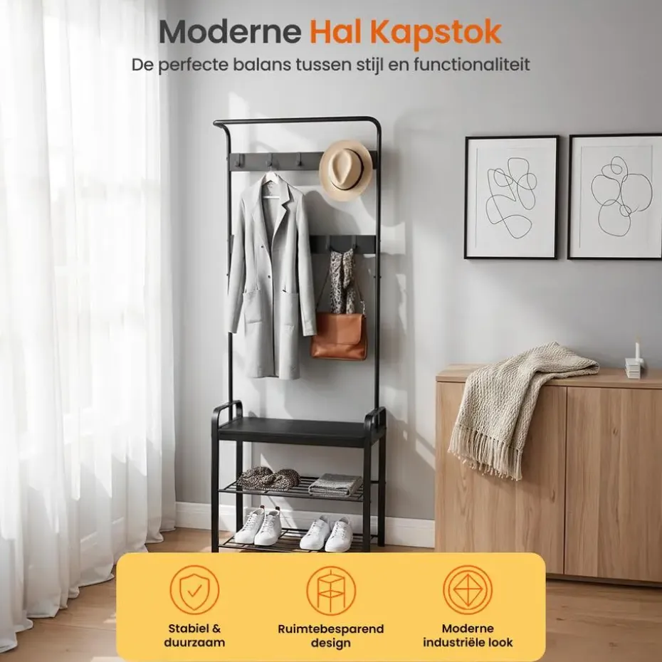 Goliving Kapstok - Garderoberek - Schoenenrek - Staand - Industrieel