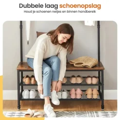 Goliving Kapstok - Garderoberek - Schoenenrek - Staand - Industrieel - XL