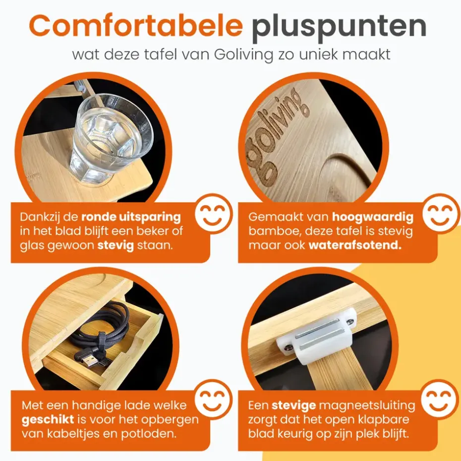 Goliving Laptoptafel - Uitklapbaar 39 cm - Ergonomisch - Laptopstandaard