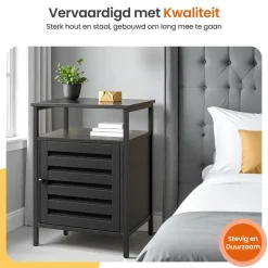 Goliving Nachtkastje - 40 x 40 x 60 cm - Opbergkastje - Bijzettafel - Zwart