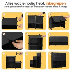 Goliving Opvouwbare Opbergkast - 24 Paar - 92 x 82 cm - Schoenenkast - Zwart