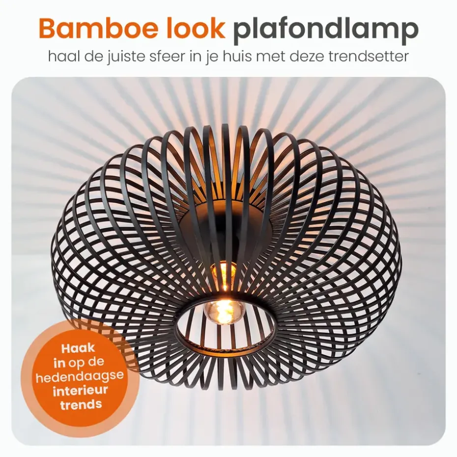 Goliving Plafondlamp - Plafonnière - E27 - Metaal - Ø 40 cm - Zwart