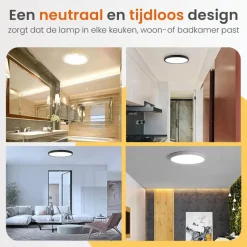 Goliving Plafondlamp - Plafonnière - LED - Ø23cm - Zwart