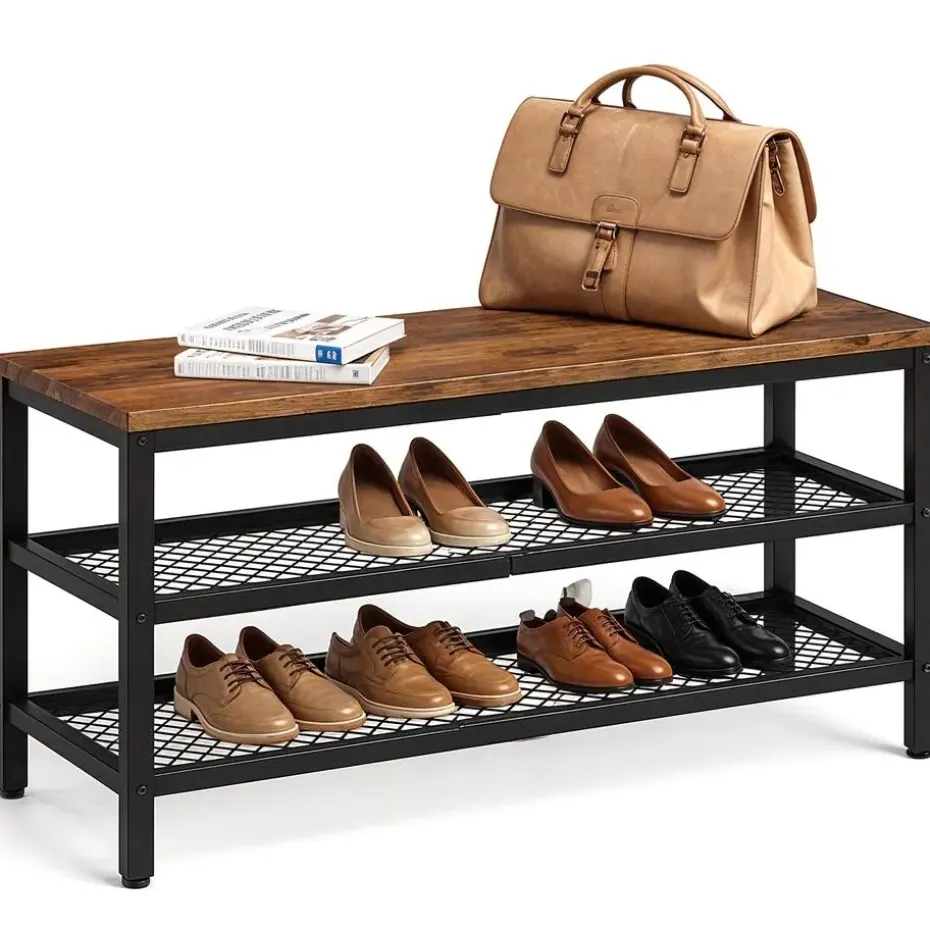 Goliving Schoenenrek - Schoenenbank - Halbank - Industrieel - Bruin