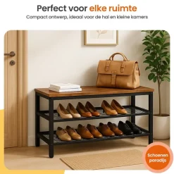 Goliving Schoenenrek - Schoenenbank - Halbank - Industrieel - Bruin