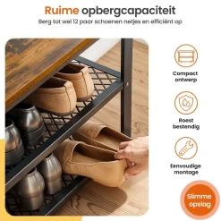 Goliving Schoenenrek - Schoenenbank - Halbank - Industrieel - Bruin