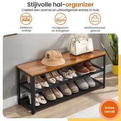 Goliving Schoenenrek - Schoenenbank - Halbank - Industrieel - Bruin