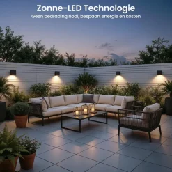 Goliving Solar Kubus Wandlamp - Solar Tuinverlichting - Zwart