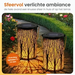 Goliving Solar Tafellamp Oasis - 2 Stuks - LED Buitenverlichting Zonne-energie