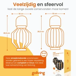 Goliving Solar Tafellamp Nova - 2 Stuks - LED Buitenverlichting Zonne-energie