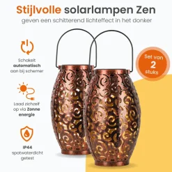 Goliving Solar Tafellamp Zen – 2 Stuks – LED Buitenverlichting - Zonne-energie