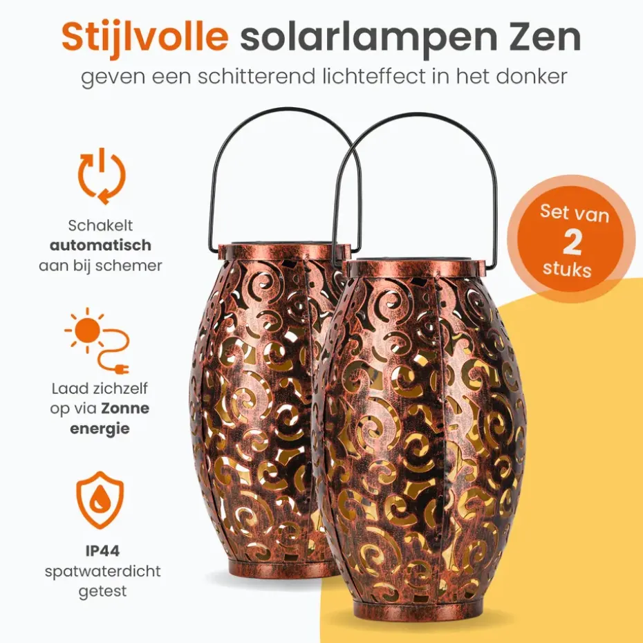 Goliving Solar Tafellamp Zen – 2 Stuks – LED Buitenverlichting - Zonne-energie