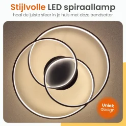 Goliving Spiraal Plafondlamp - Plafonnière - LED - 35w - Ø63cm - Zwart