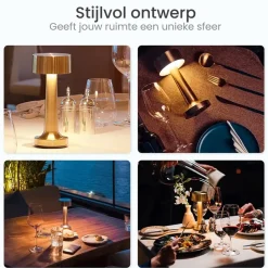 Goliving Tafellamp Oplaadbaar – Draadloos en dimbaar – Moderne touch lamp