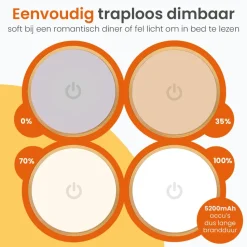 Goliving Tafellamp Oplaadbaar – Draadloos en dimbaar – Moderne touch lamp