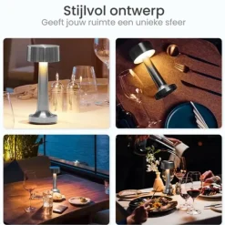 Goliving Tafellamp Oplaadbaar – Draadloos en dimbaar – Moderne touch lamp