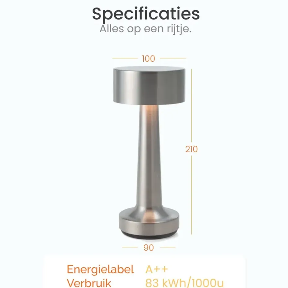 Goliving Tafellamp Oplaadbaar – Draadloos en dimbaar – Moderne touch lamp