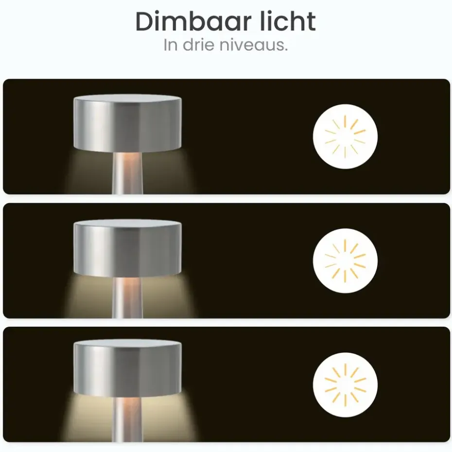 Goliving Tafellamp Oplaadbaar – Draadloos en dimbaar – Moderne touch lamp