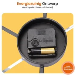 Goliving Wandklok Industrieel - Stil uurwerk - Metaal - Ø 70 cm - Zwart