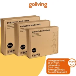 Goliving Wandklok Industrieel - Stil uurwerk - Metaal - Ø 70 cm - Zwart