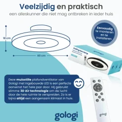 Gologi Plafondventilator met Verlichting - Ø60 cm - LED RGBW - 6 Standen