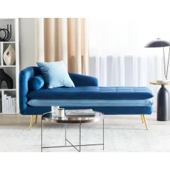 GONESSE - Chaise longue - Blauw - Fluweel