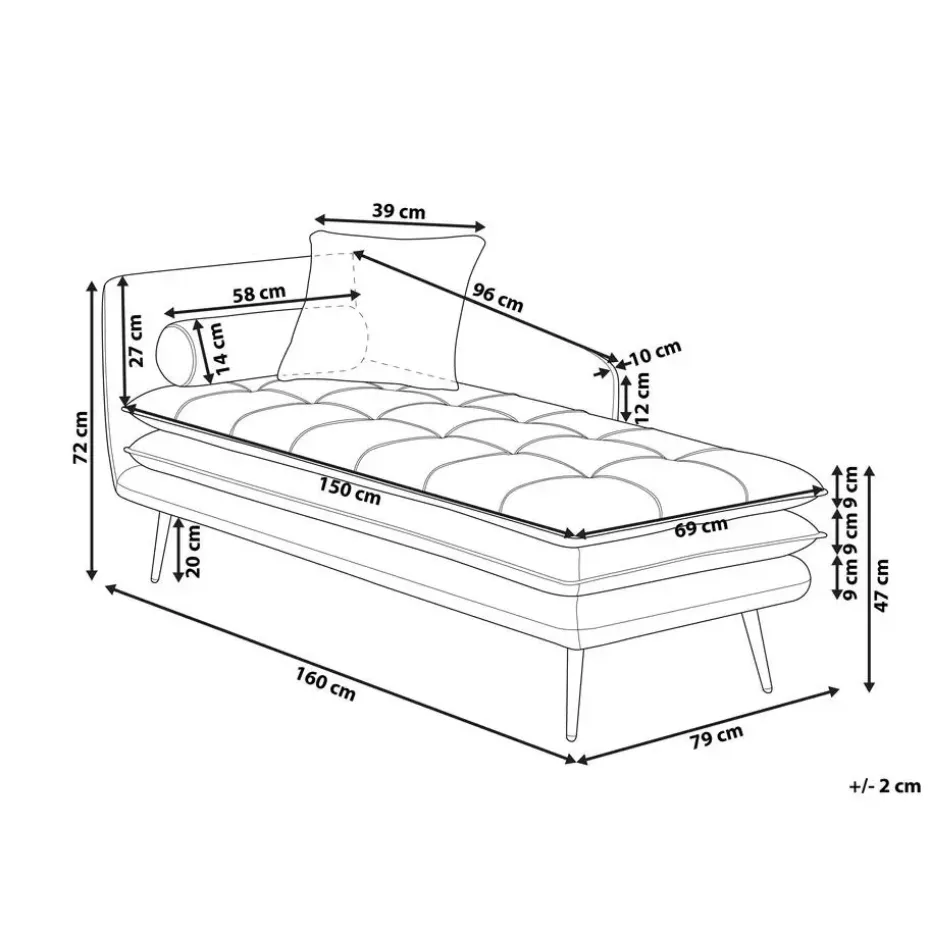 GONESSE - Chaise longue - Bruin - Linkerzijde - Polyester