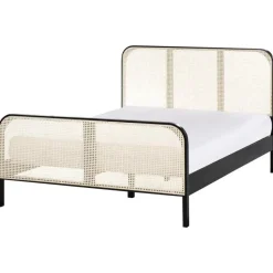 GONFARON - Tweepersoonsbed - Zwart - 140 x 200 cm - Dennenhout