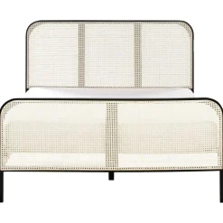 GONFARON - Tweepersoonsbed - Zwart - 140 x 200 cm - Dennenhout