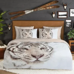 Good Morning Witte Tijger Flanel Debedovertrek Off-white-2-persoons (200 x 20...