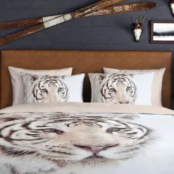 Good Morning Witte Tijger Flanel Debedovertrek Off-white-2-persoons (200 x 20...