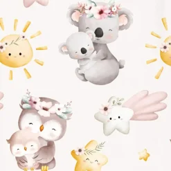 Goodmorning Peuter Koala’s en Uiltjes Dekbedovertrek Zand-Junior (120 x 150 cm)