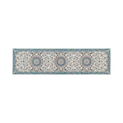 GORDES - Loper tapijt - Beige/Blauw - 80 x 300 cm - Polyester