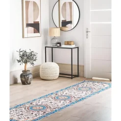 GORDES - Loper tapijt - Beige/Blauw - 80 x 300 cm - Polyester