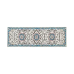 GORDES - Loper tapijt - Beige/Blauw - 80 x 240 cm - Polyester