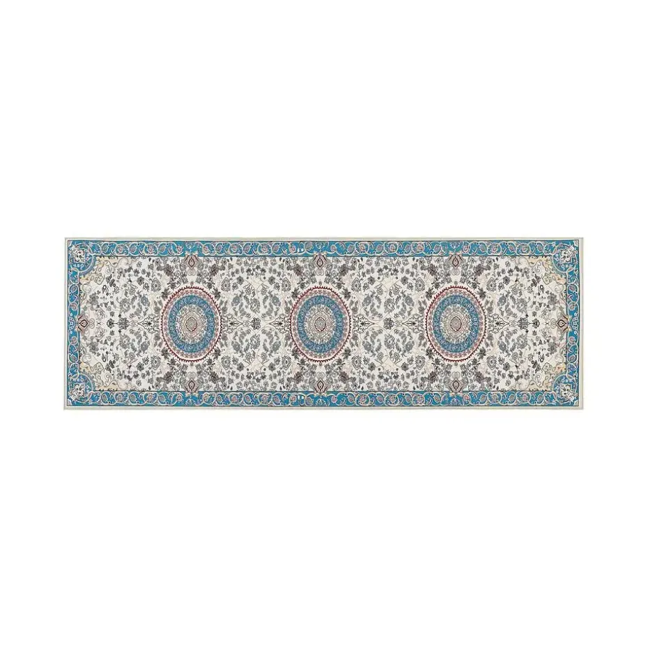 GORDES - Loper tapijt - Beige/Blauw - 80 x 240 cm - Polyester