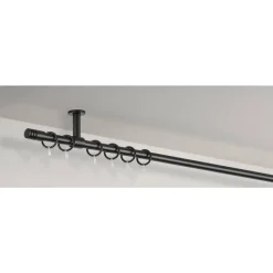 Gordijnroede 120cm zwart metaal - Ø16mm (1209076)