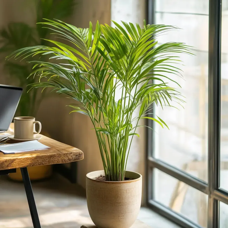 Goudpalm met voeding - Set van 2 - Dypsis lutescens - Hoogte 60-70cm - ⌀17cm